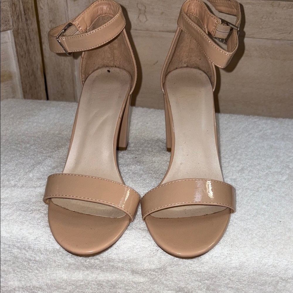 David’s Bridal Beige Nude Ankle-Strap Heels